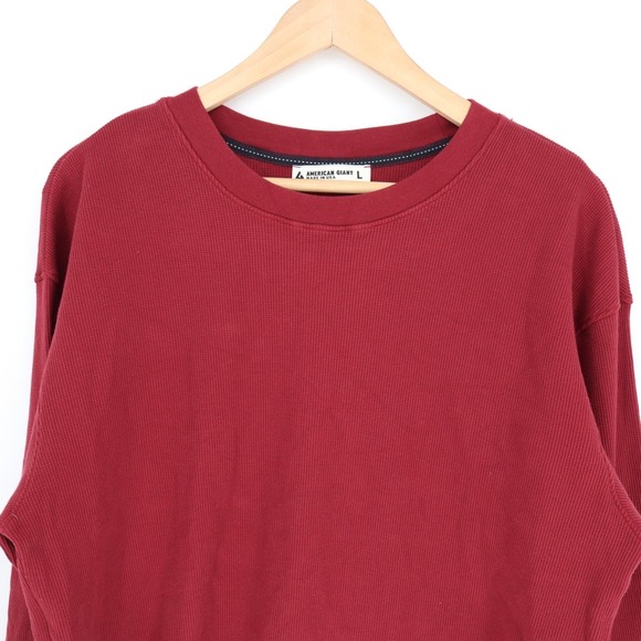 American Giant Thermal T-Shirt Womens L Maroon Long Sleeve Crew Neck Round Hem - Picture 3 of 7